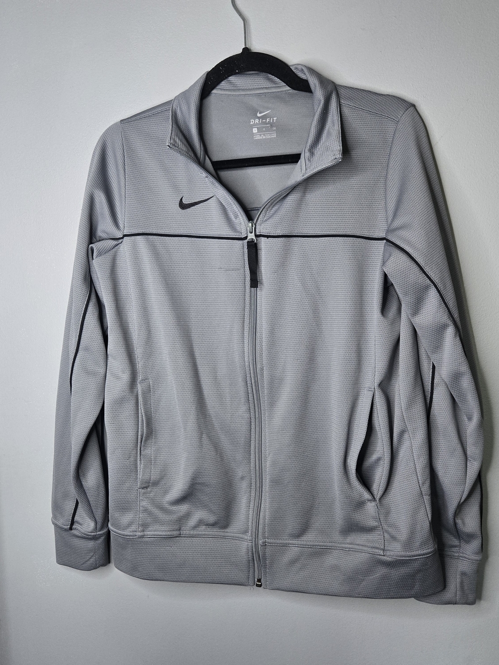 Nike Light Gray Dri-FIT Full-Zip Performance Jacket Women Small Lightweight